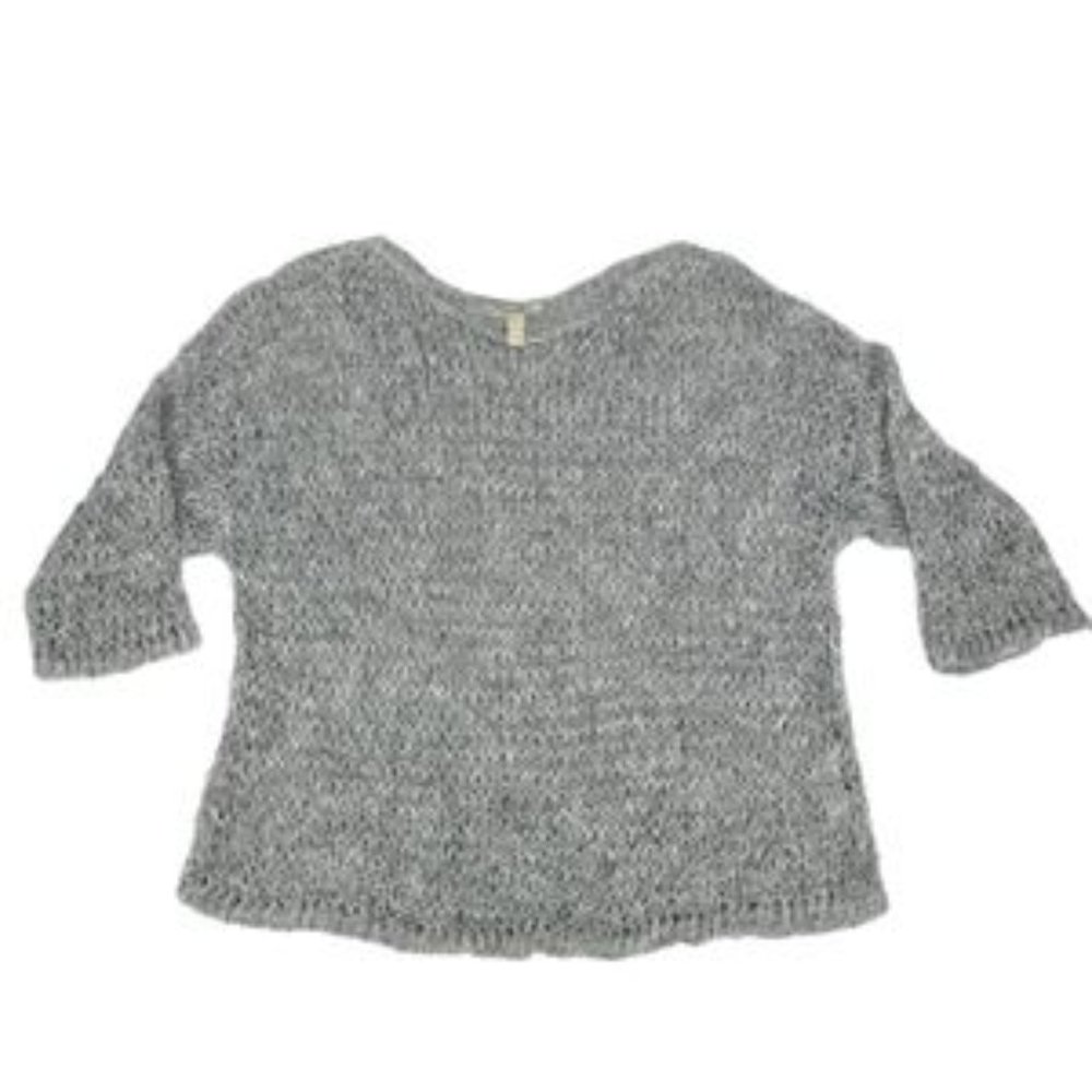Eileen Fisher Open Knit Boxy Fit Sweater Gray L